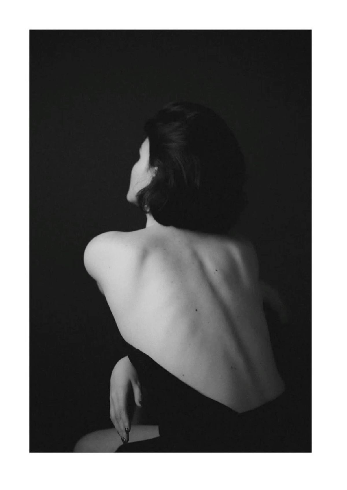 Teresa in a vertical monochrome portrait.